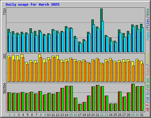 Daily usage for March 2025