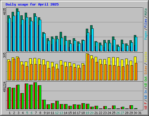 Daily usage for April 2025